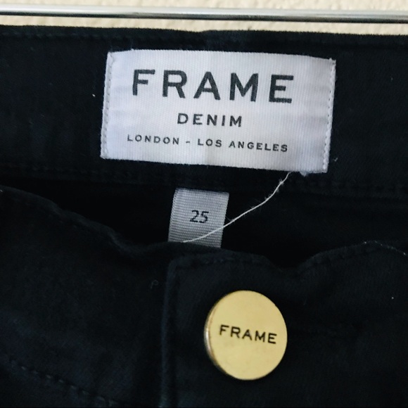 Frame Denim Mid Rise Stretch Skinny Distressed Jeans Black Size 25 - Picture 3 of 10